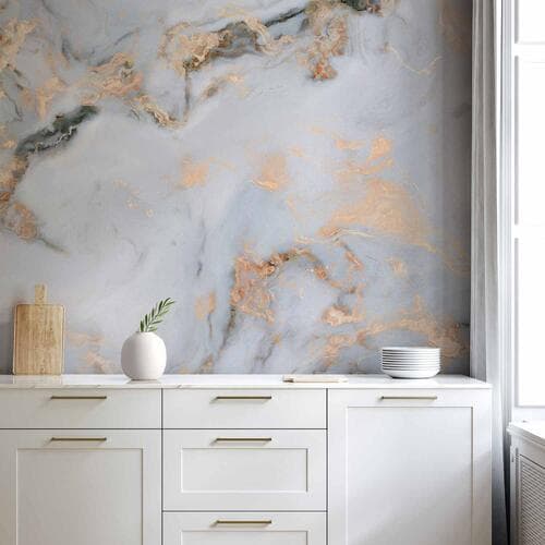 Wall mural Biały kamień - elegancki marmur ze złotymi refleksami 100×70 cm, waterproof material
