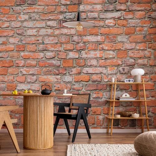 Wall mural Loftowy mur - deseń imitujący starą czerwoną cegłę 100×70 cm, waterproof material