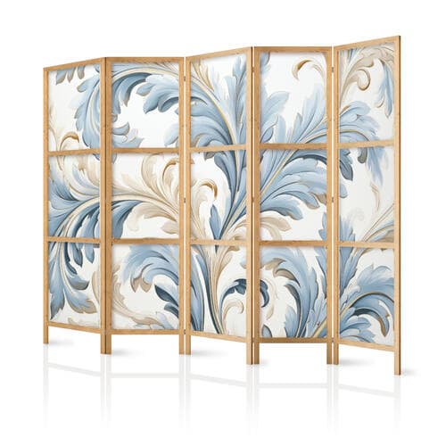 Японська ширма Barokowe ornamenty w jasnej - kremowo-niebieskiej kolorystyce 225×172 см, японська