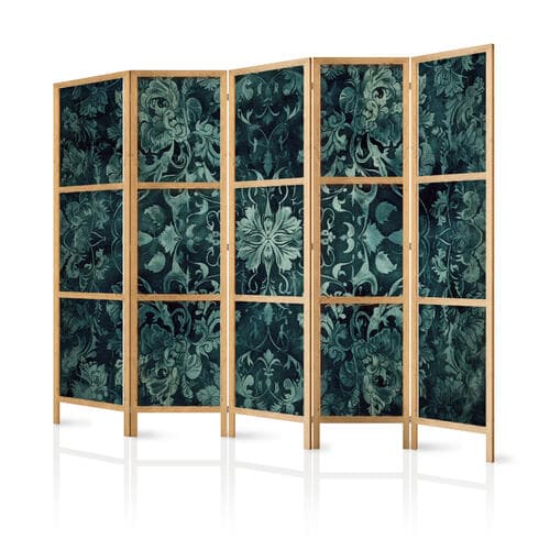 Японська ширма Wzór orientalny dywanowy - szmaragdowe ornamenty i przetarte wzory 225×172 см, японська