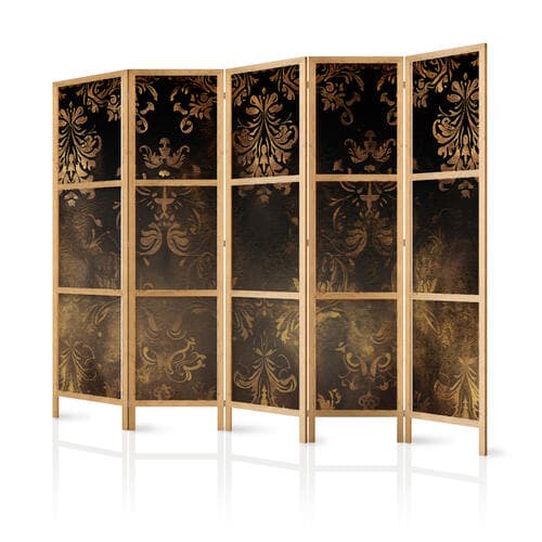 Японська ширма Ornamenty barokowe w spatynowanym złocie i w brązach - retro motyw 225×172 см, японська