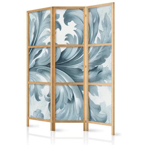 Parawan japoński Kamienne barokowe ornamenty w jasnych odcieniach szaro-niebieskich 135×172 cm, japoński