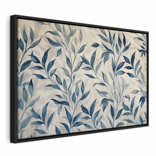Obraz na płótnie Liście w niebieskich kolorach delikatny motyw botaniczny 90×60 cm, płótno standard