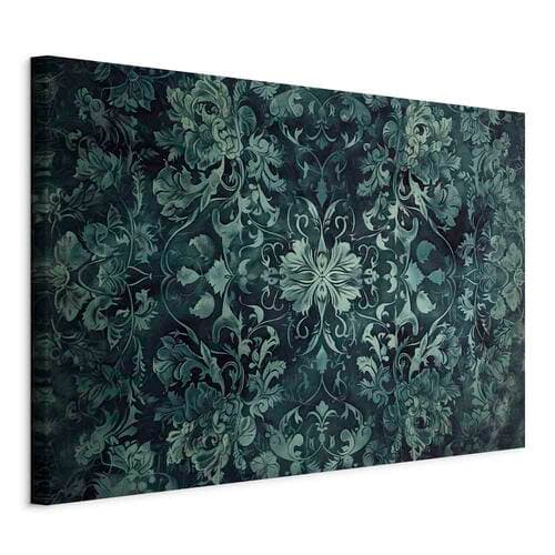 Obraz na płótnie Wzór orientalny dywanowy: szmaragdowe ornamenty i przetarte wzory 120×80 cm, płótno standard