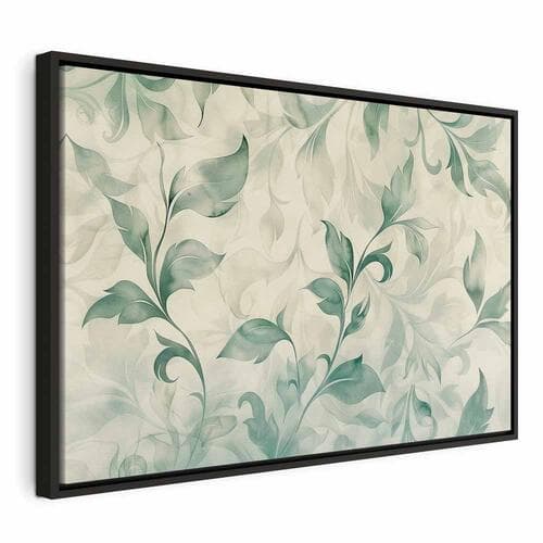 Obraz na płótnie Akwarelowy motyw botaniczny delikatne zielono-beżowe listki 60×40 cm, płótno standard