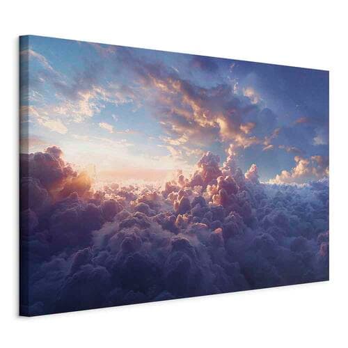 Obraz na płótnie Słońce w ukryciu: złote oblicze nieba nad chmurnym morzem 90×60 cm, płótno włoskie