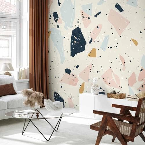 Wall mural Lastriko z dużymi przeskalowanymi kamieniami w stonowanych kolorach 300×210 cm, standard non-woven