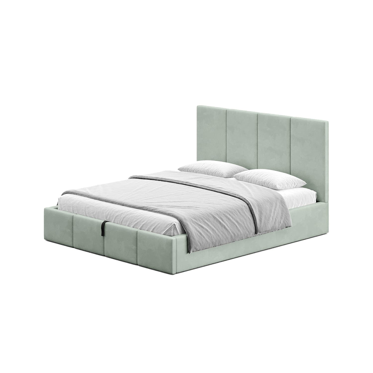 Łóżko tapicerowane Veluna Lift 90x200 welur miętowy – wezgłowie 88 cm