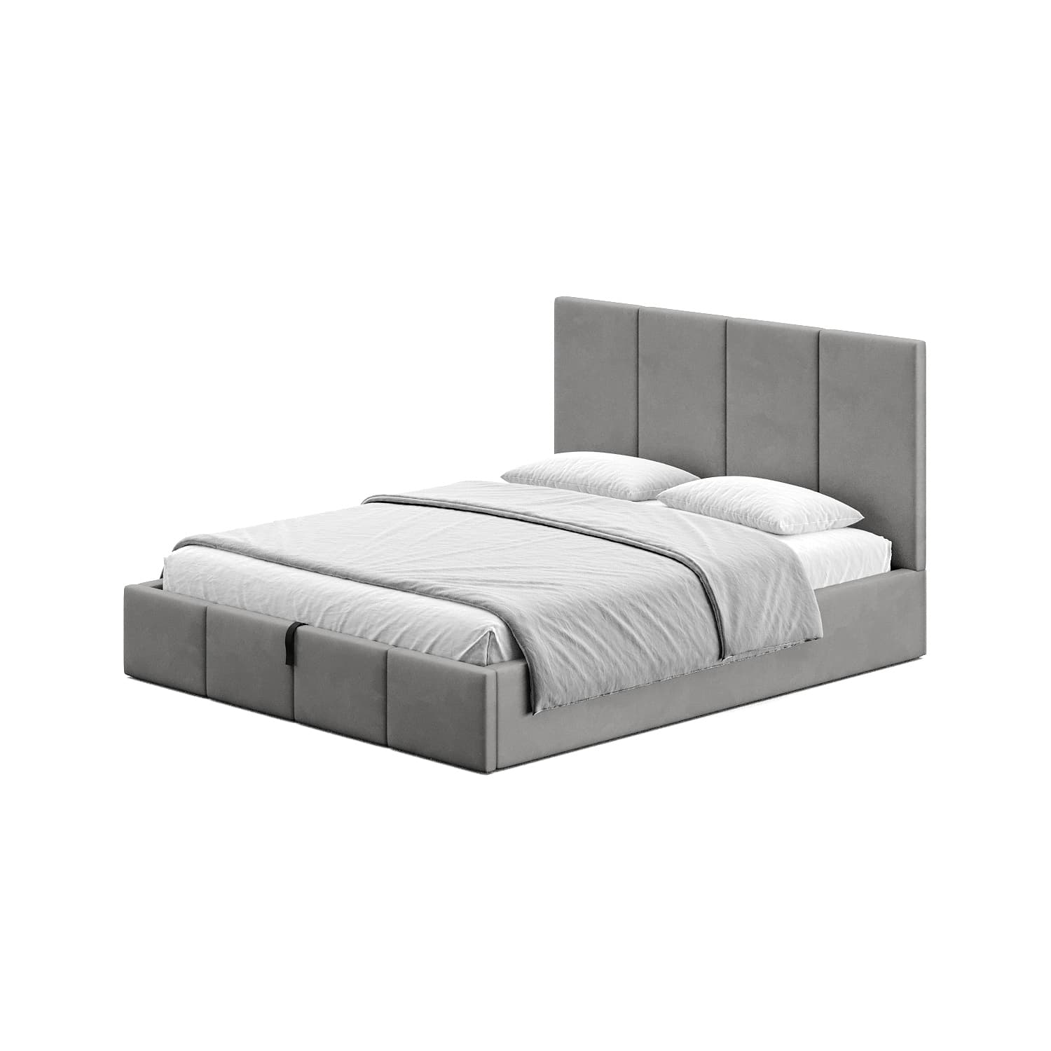 Łóżko tapicerowane Veluna Lift 180x200 welur szary – wezgłowie 120 cm