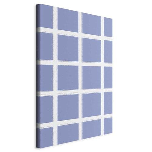 Obraz na płótnie Linie i symetria - ekspresyjna biała krata na niebieskim tle 60×90 cm, płótno włoskie