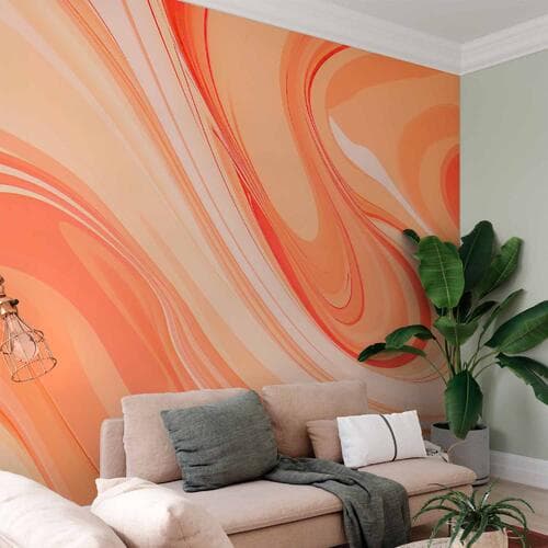 Fototapeta Brzoskwiniowa abstrakcja - Abstrakcja z płynnie przechodzącymi barwami w pomarańczowych tonacjach 150×105 cm, flizelina standard