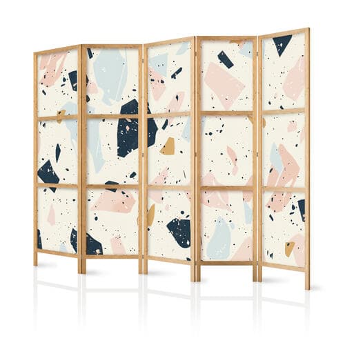 Japanischer Paravent Lastriko z dużymi - przeskalowanymi kamieniami w stonowanych kolorach 225×172 cm, japanisch