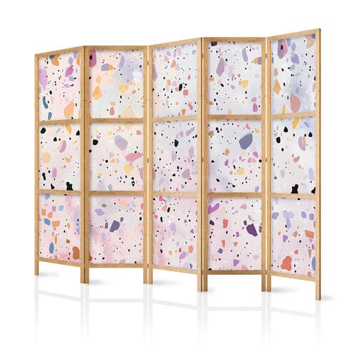 Japanischer Paravent Lastriko w stylu confetti - fioletowo-różowy - kolorowy wzór 225×172 cm, japanisch