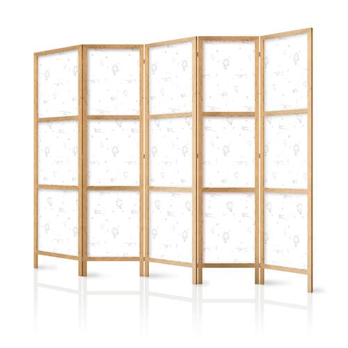 Japanischer Paravent Akwarela - samoloty i balony namalowane na białym tle nieba 225×172 cm, japanisch