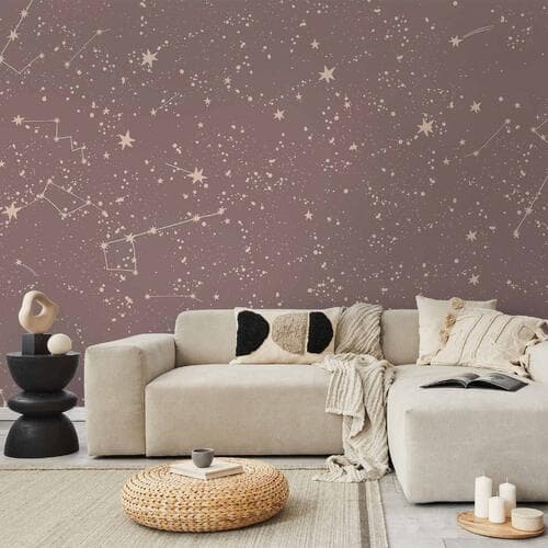 Wall mural Nocne Niebo - artystyczne konstelacje i gwiazdy w pastelowych odcieniach 400×280 cm, standard non-woven