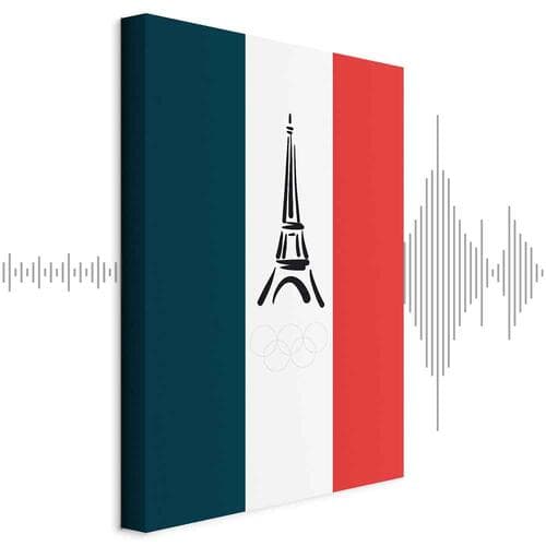 Leinwandbild Flaga Francji z graficzną wieżą Eiffla 60×90 cm, Standardleinwand