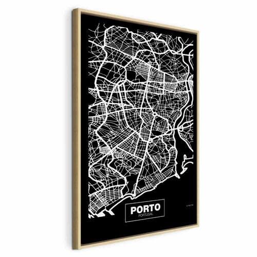 Картина на полотні Mapa w negatywie: Porto 40×60 см, стандартне полотно
