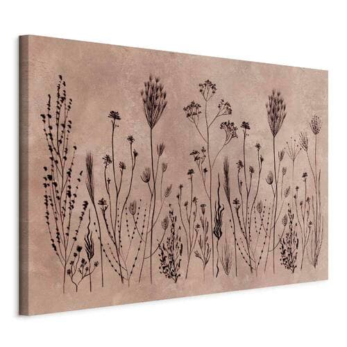 Obraz na płótnie Polne kwiaty - czarne rośliny na tle w technice lime wash 60×40 cm, płótno włoskie