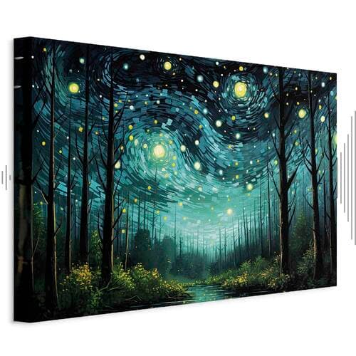 Картина на холсте Gwieździsta noc - współczesna wersja nocnego nieba Van Gogha 30×20 см, стандартный холст