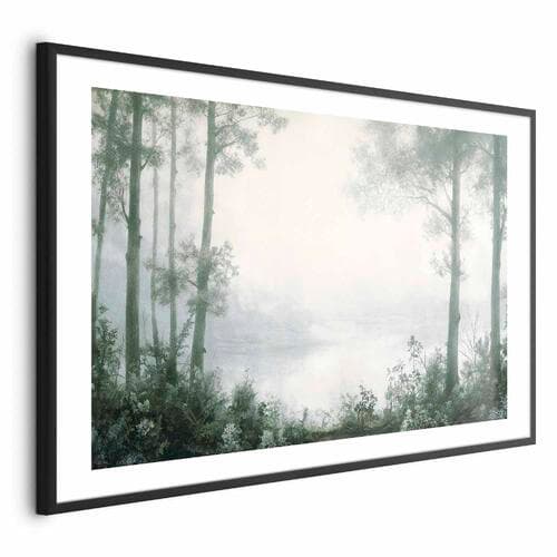 Plakat Lasek i staw w spatynowanej zieleni 30×21 cm