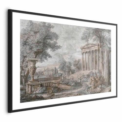 Plakat Świątynia na wzgórzu - grecka architektura w stonowanej kolorystyce 60×40 cm