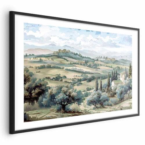 Plakat Pejzaż ze słonecznymi; zielonymi polami 30×21 cm