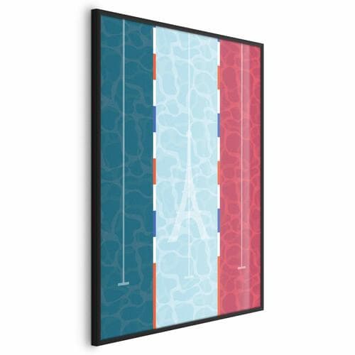 Plakat Ilustracja basenu na tle flagi Francji 21×30 cm