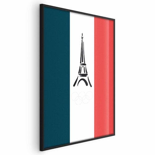 Plakat Graficzna wieża Eiffla na tle flagi Francji 21×30 cm