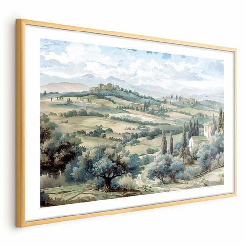 Plakat Pejzaż ze słonecznymi; zielonymi polami 60×40 cm