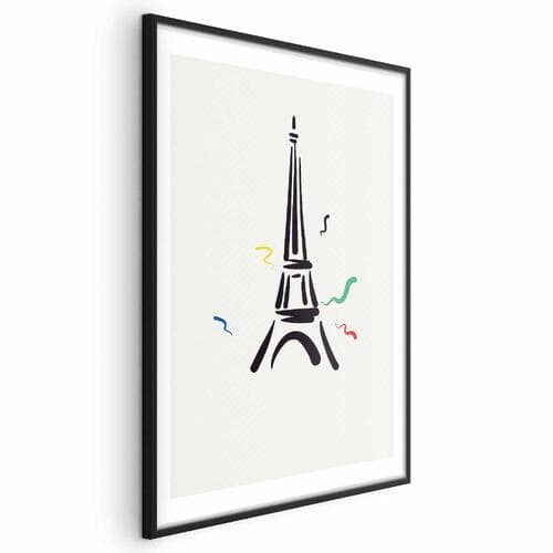 Plakat Czarna ilustracja wieży Eiffla na jasnym tle 30×42 cm