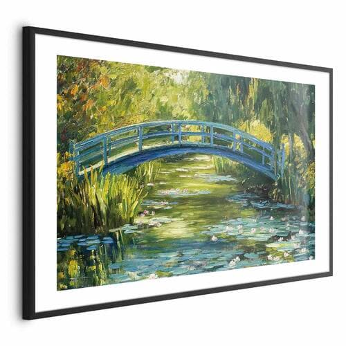 Poster Impresjonistyczny mostek - obraz mostu na malowniczym tle 90×60 cm