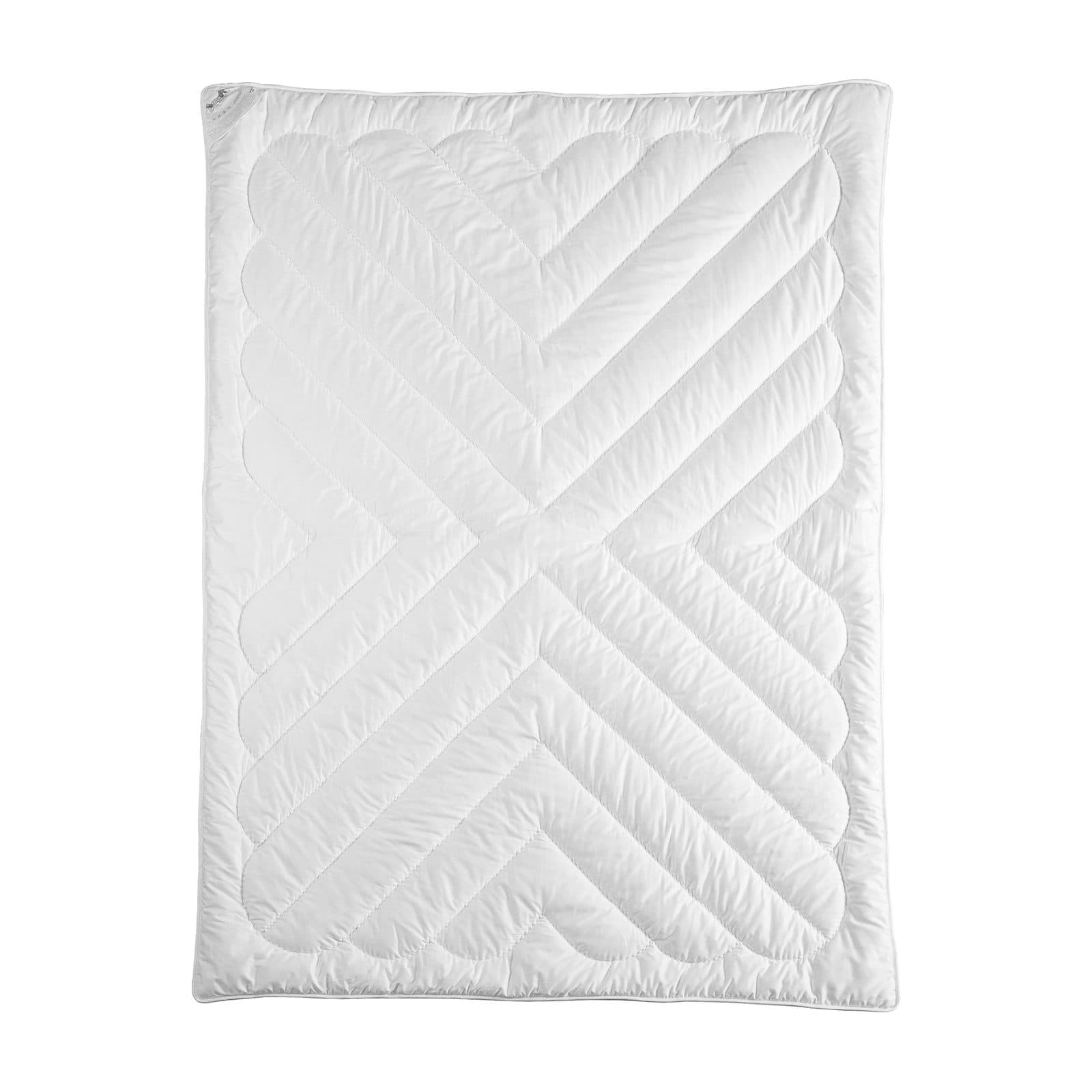 Kołdra z wełny alpaki letnia 150x200 – 200 g/m², biała lamówka
