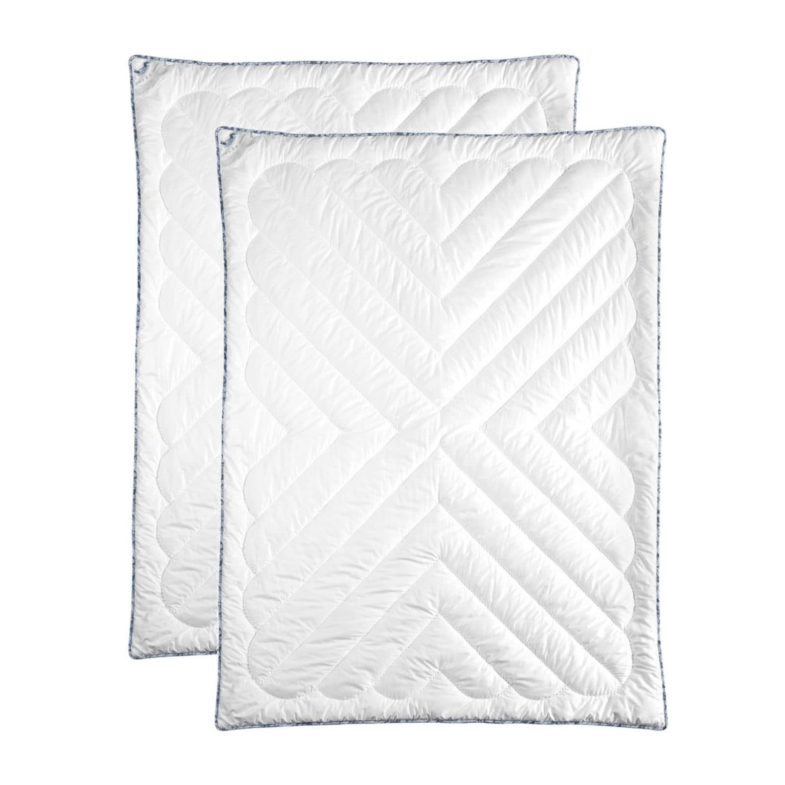 Komplet kołder z wełny alpaki 4 pory roku 140x200 – 200 + 400 g/m², niebieska lamówka
