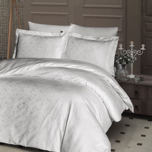 Satynowa pościel 200x220 LAMONE CREAM satyna żakardowa