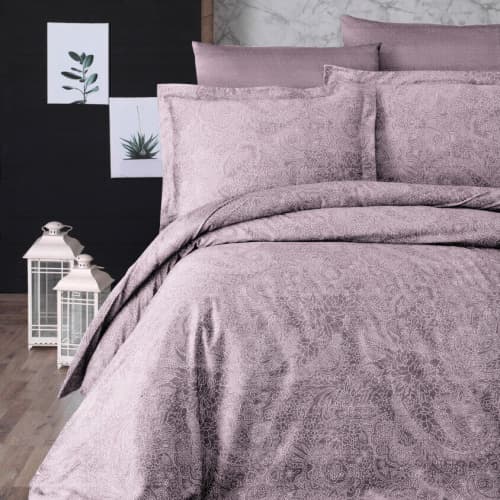 Komplet pościeli bawełnianej 200x220 NEVA LAVENDER satyna premium 6 części