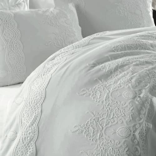 Elegancka biała pościel 200x220 DURU narzuta w komplecie 7 części (outlet)