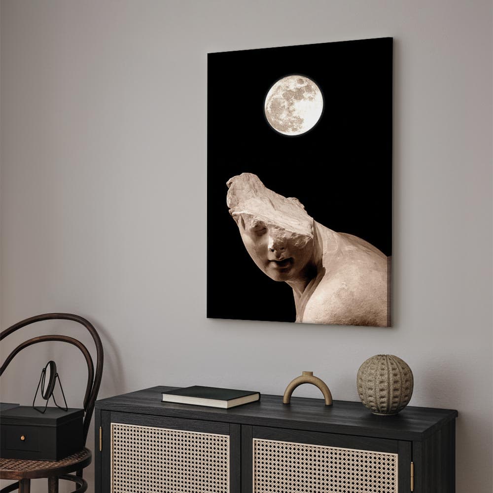Obraz na płótnie Księżyc i posąg 60×90 cm, płótno standard