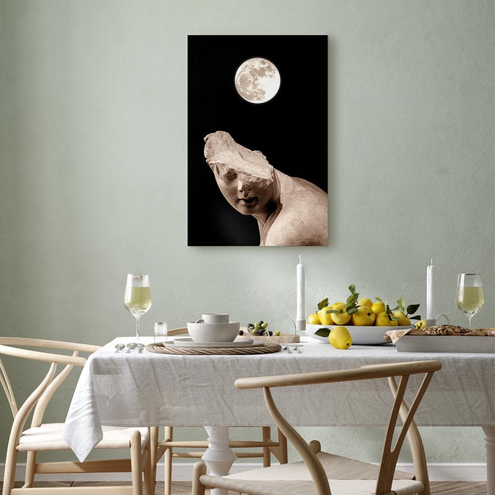 Obraz na płótnie Księżyc i posąg 60×90 cm, płótno standard