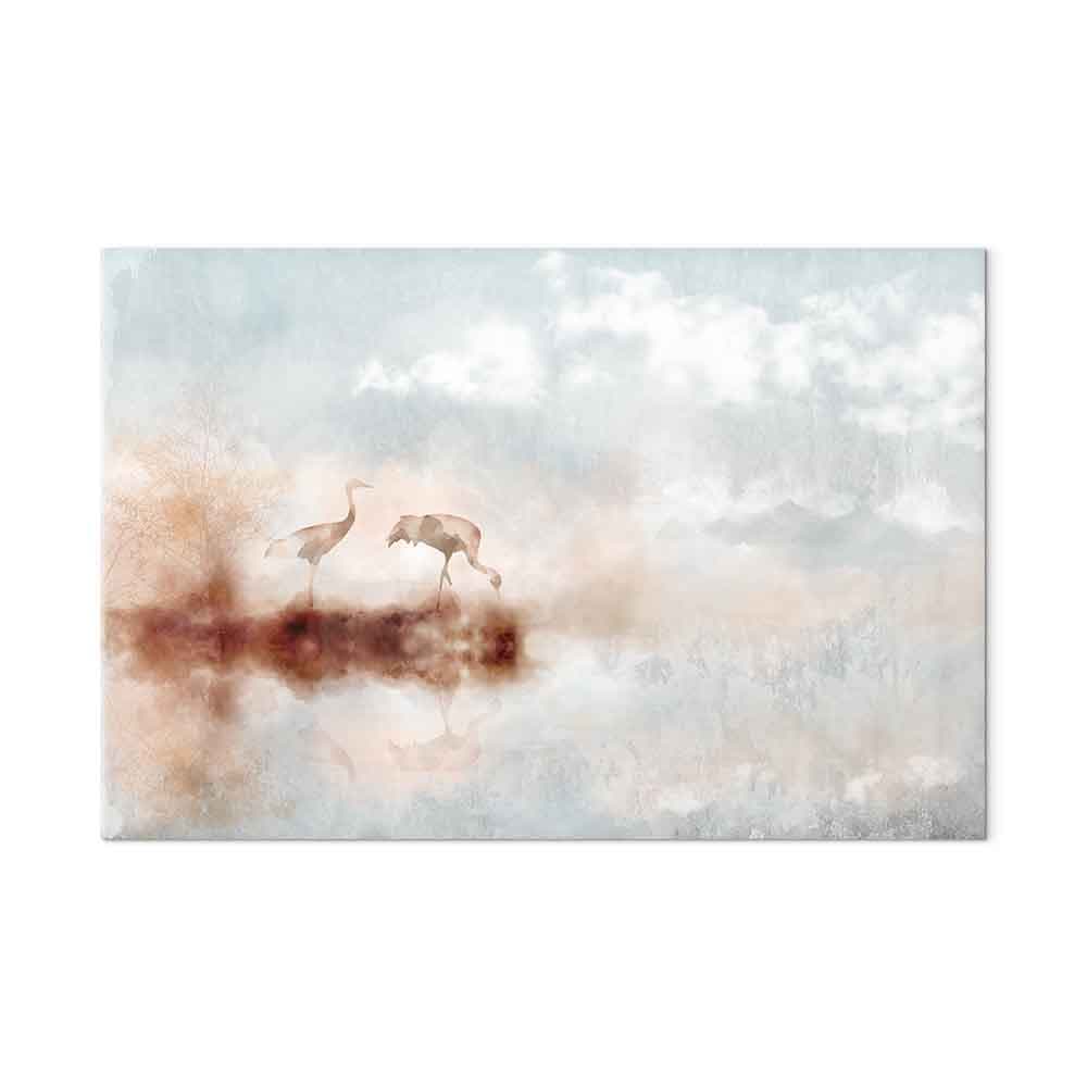 Obraz na płótnie Żurawie o poranku szeroki 30×20 cm, płótno standard