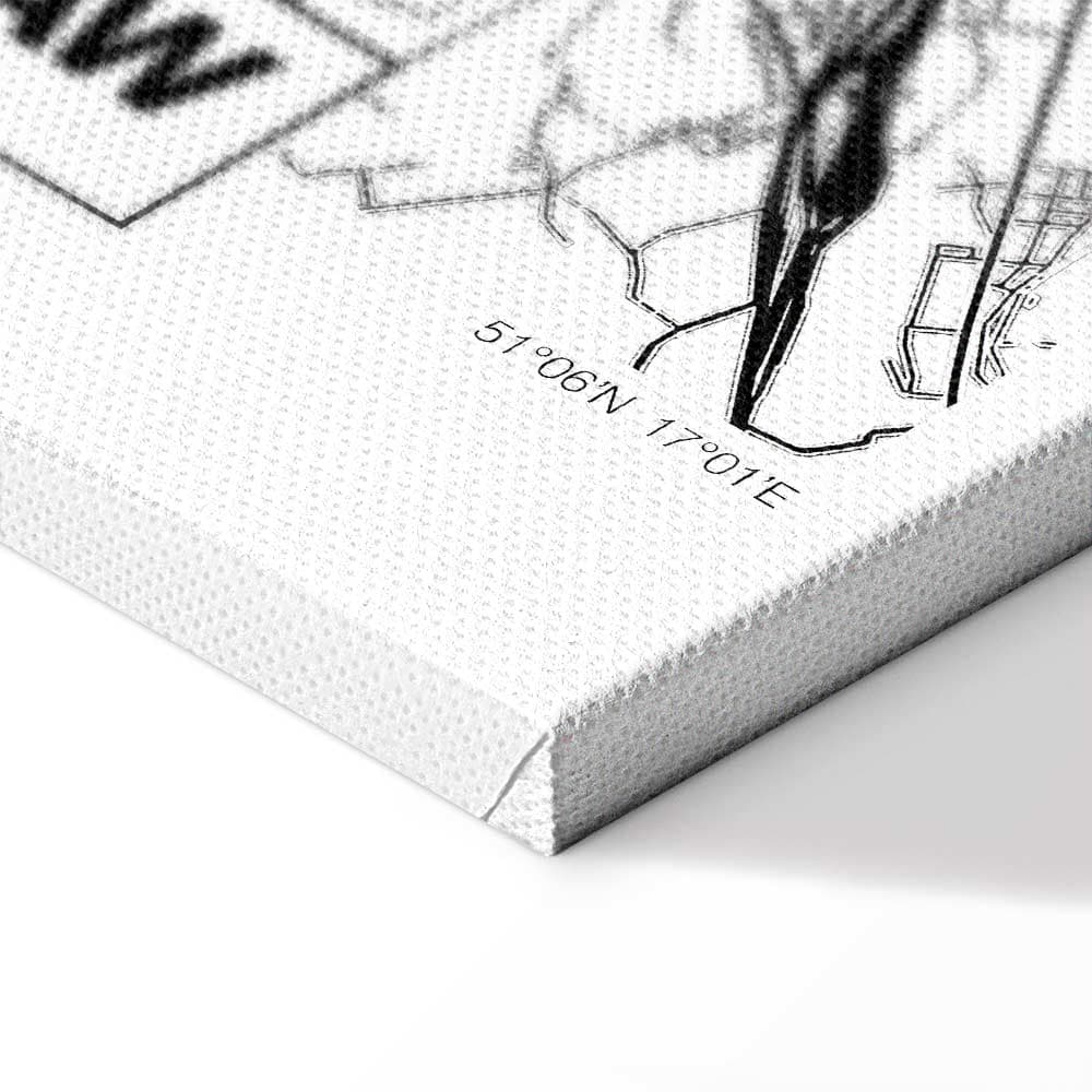 Obraz na płótnie Mapa miasta: Wrocław 20×30 cm, płótno standard