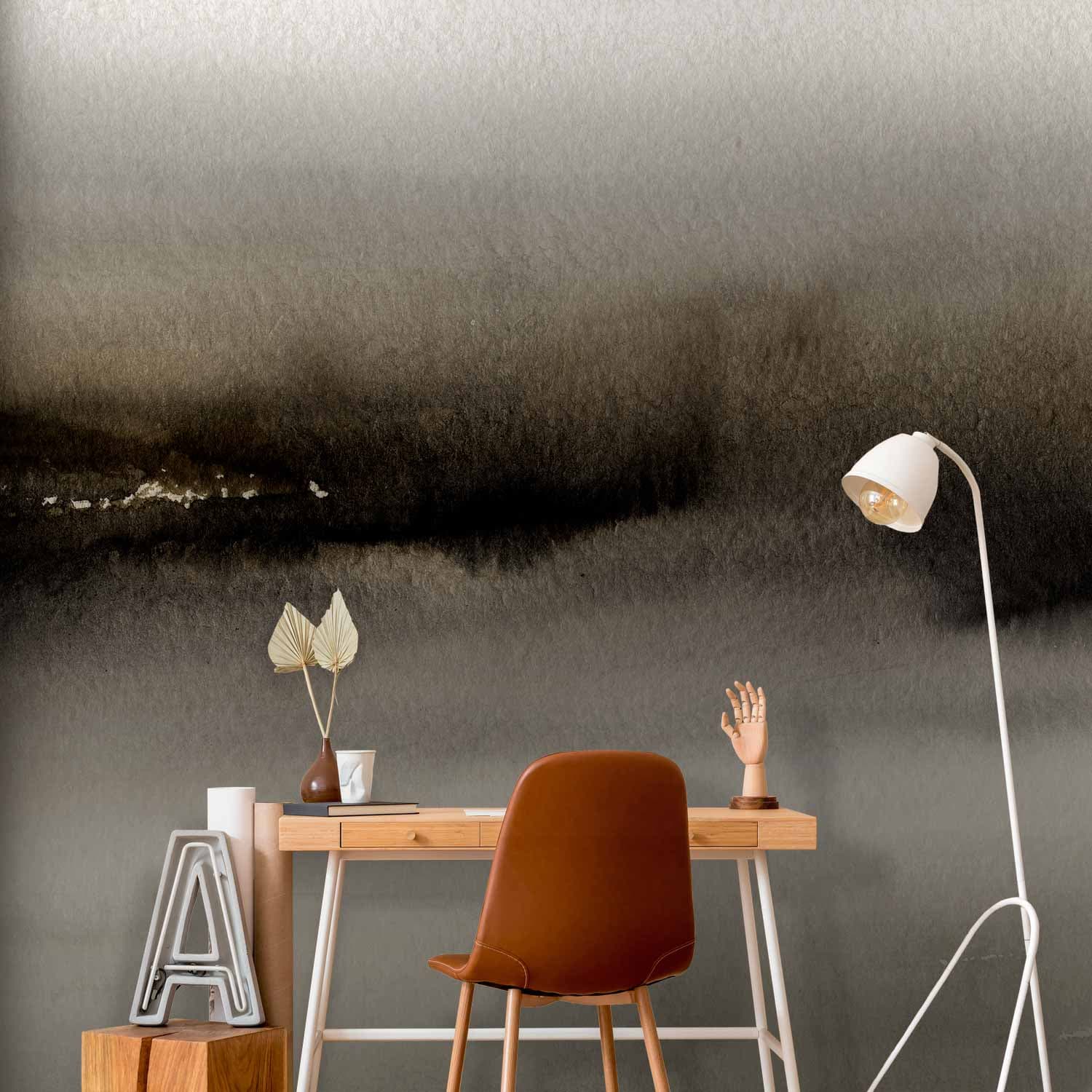 Fototapeta Diuna - abstrakcyjny nowoczesny obraz w szarościach z czarnym deseniem 100×70 cm, flizelina standard