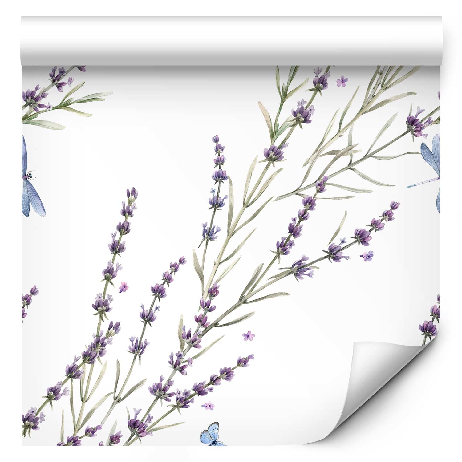 Wallpaper Motyle wśród lawendy 50×1000 cm, standard non-woven