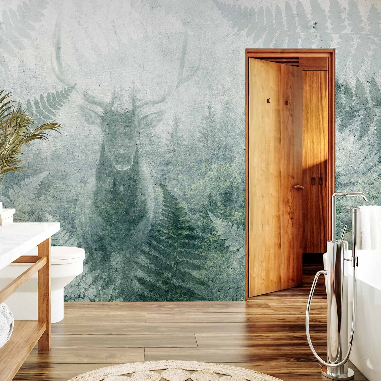 Fototapete Jeleń w paprociach - trzeci wariant 250×175 cm, wasserfestes Material