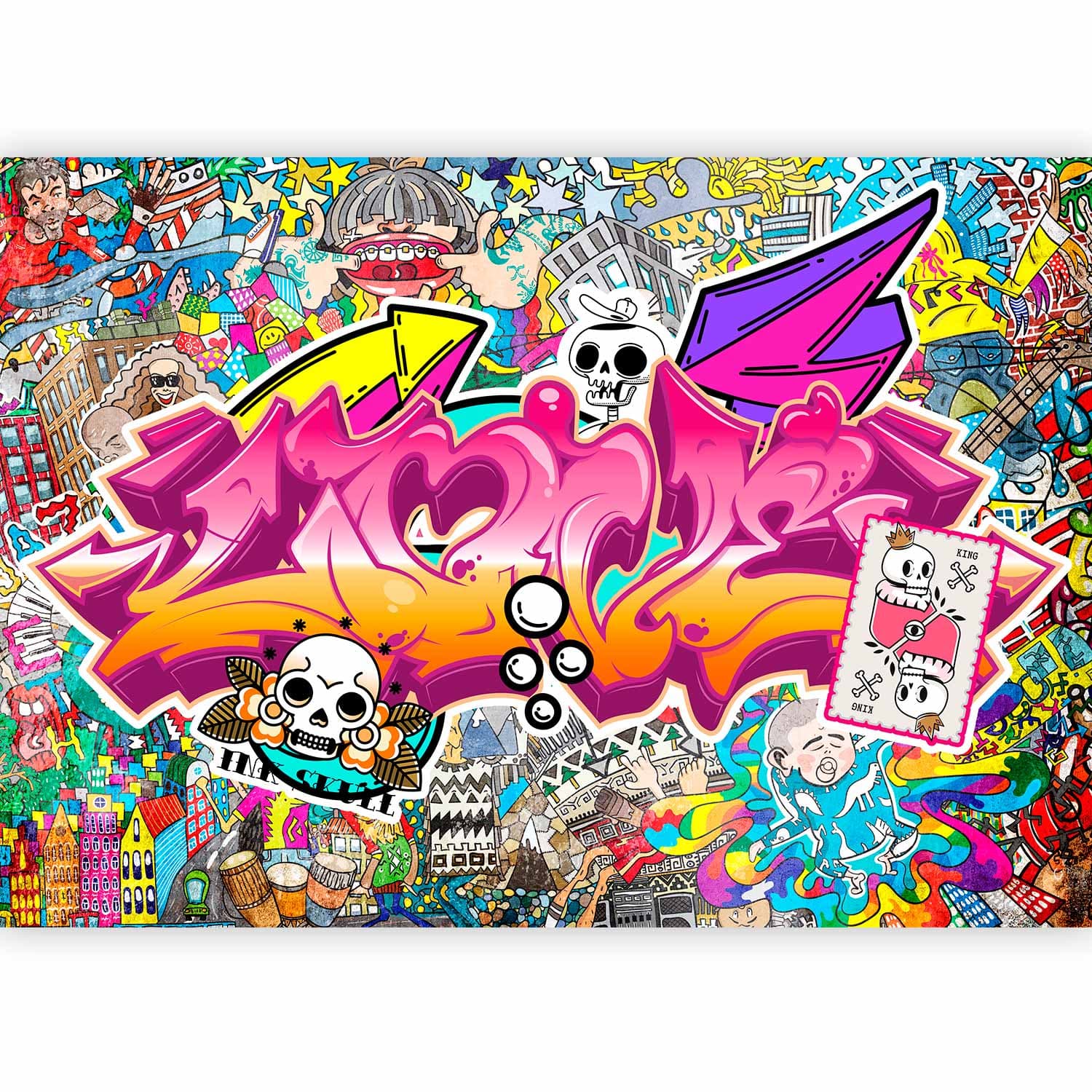 Fototapeta Sztuka ulicy - abstrakcyjny miejski kolorowy mural graffiti z napisem 150×105 cm, materiał wodoodporny