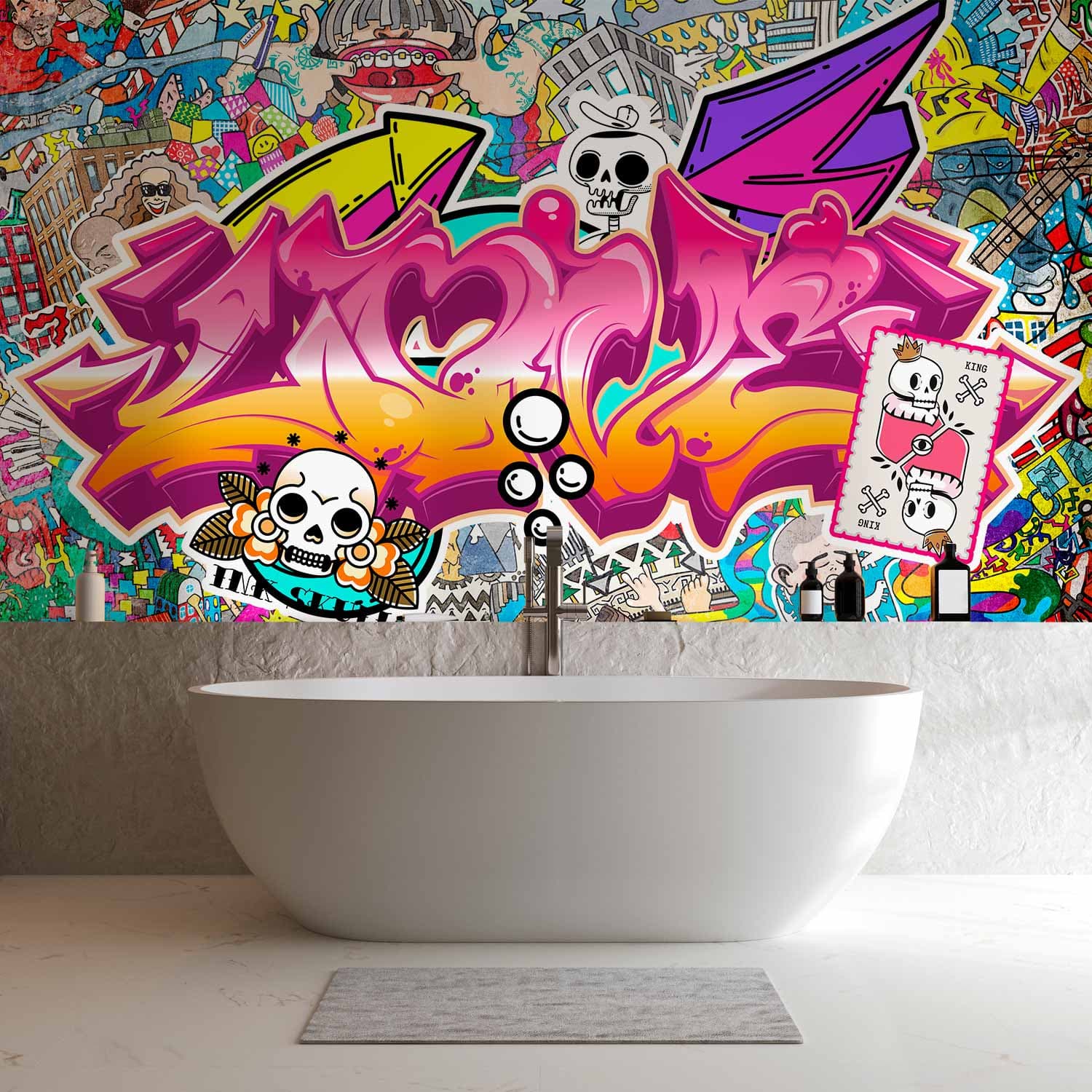 Fototapeta Sztuka ulicy - abstrakcyjny miejski kolorowy mural graffiti z napisem 150×105 cm, materiał wodoodporny