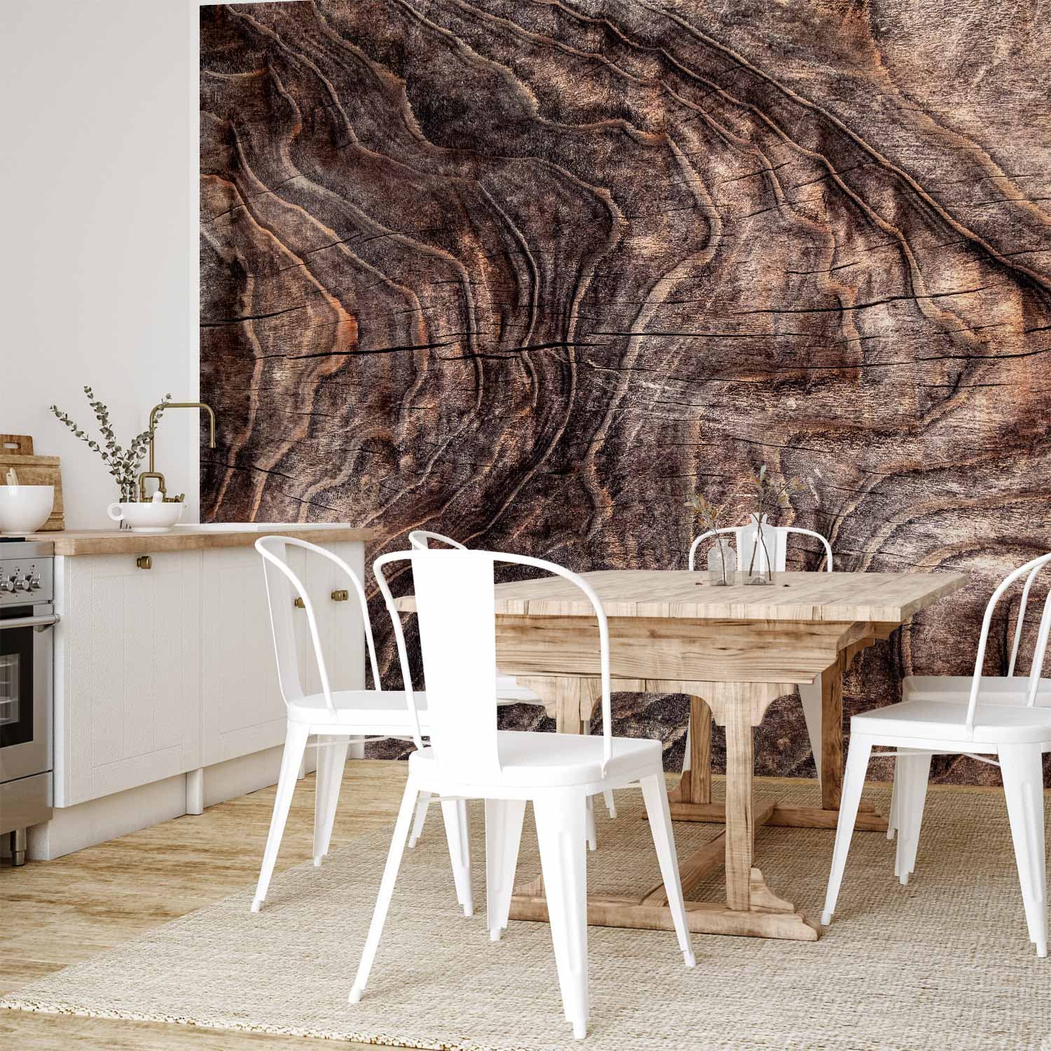 Wall mural Znaki czasu - abstrakcyjne tło z pomarszczoną korą starego drzewa 400×280 cm, waterproof material