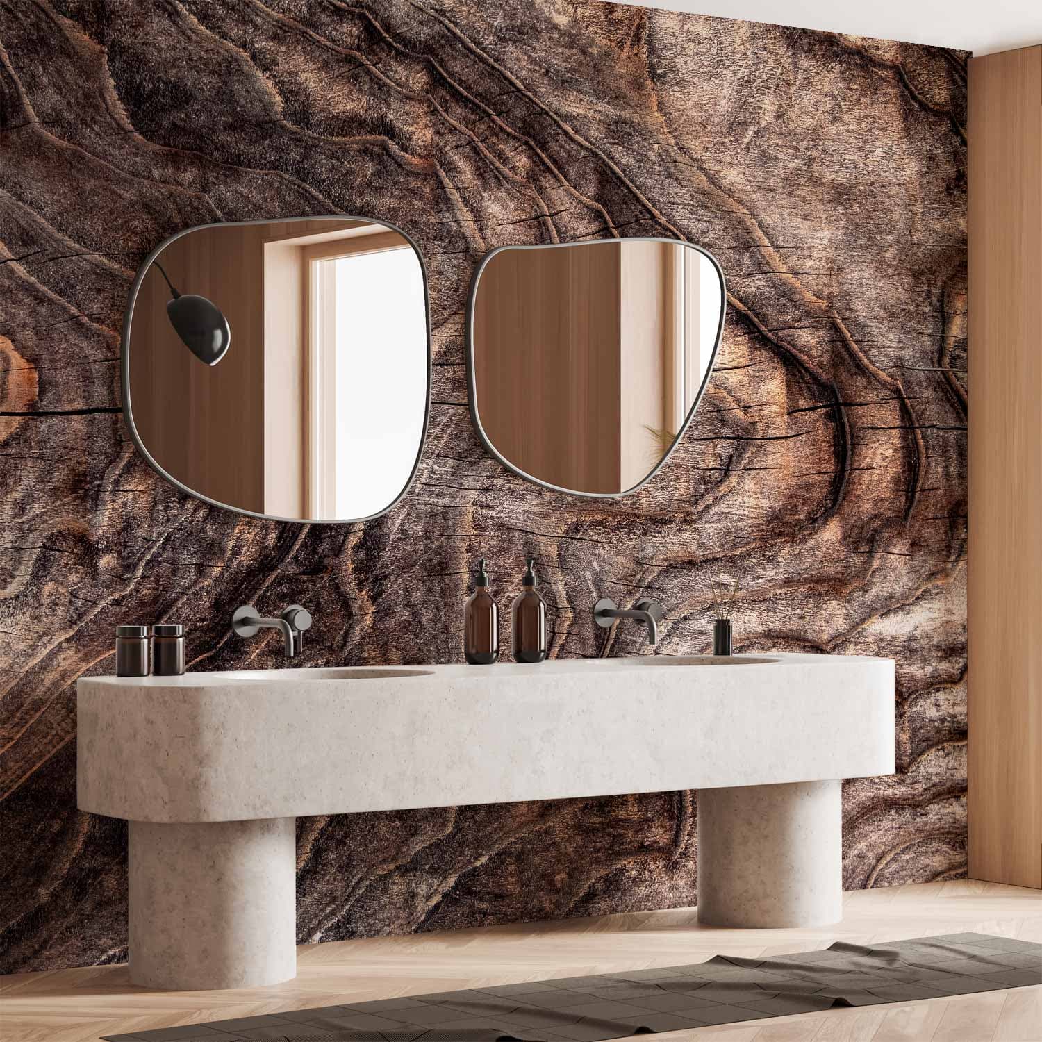 Wall mural Znaki czasu - abstrakcyjne tło z pomarszczoną korą starego drzewa 400×280 cm, waterproof material