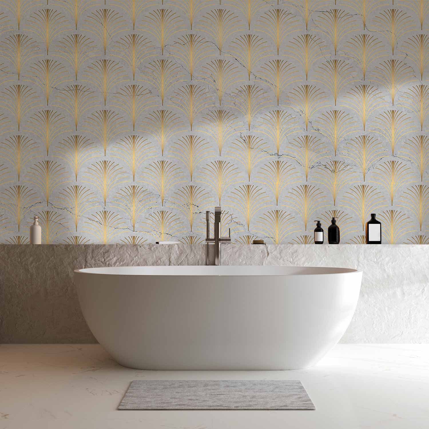 Wall mural Linearny wzór z dodatkiem złotego 100×70 cm, waterproof material