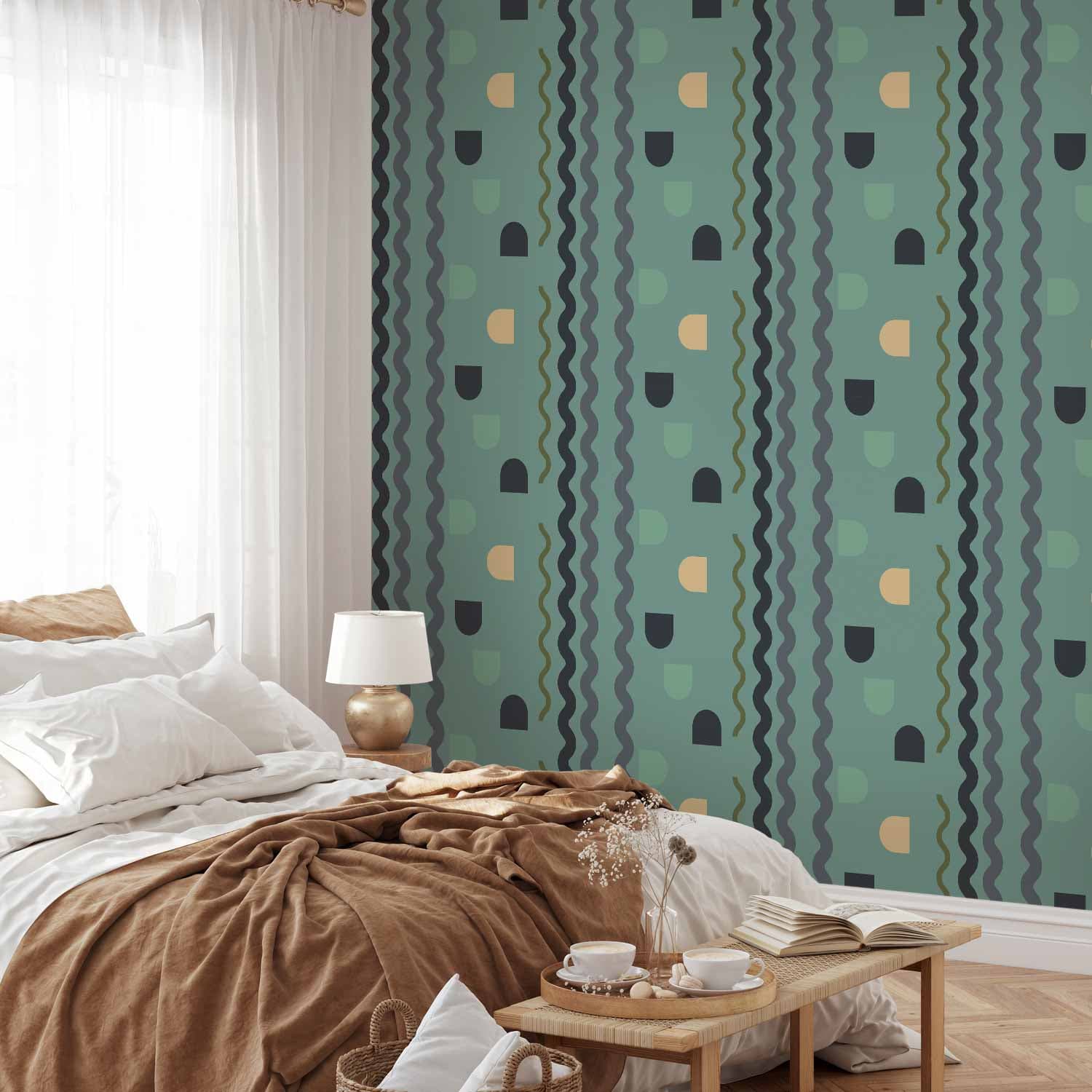 Wallpaper Miętowa fala 50×1000 cm, standard non-woven