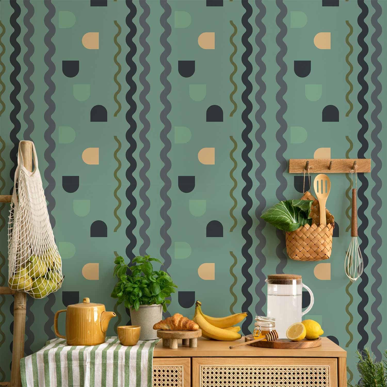 Wallpaper Miętowa fala 50×1000 cm, standard non-woven